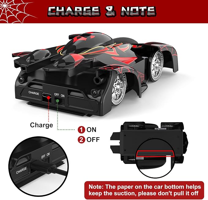 Wall Climbing Remote Control Car, 360° Rotating RC Stunt Car with Headlight, Rechargeable RC Cars Toys for 3 4 5 6 7 8-12 Year Old Boys Girls Kids