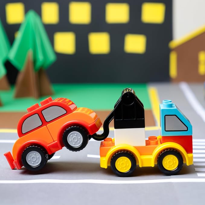 JOYIN 80Pcs Toddlers Car Building Blocks Set, 12Pcs Different Vehicles, Build Your Own Toy Cars, Compatible with Brand Name Building Bricks for Kids Boys Girls Birthday Easter Gift