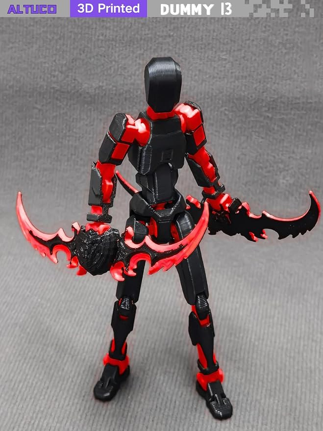 altuco Titan 13 Action Figure Set for Kids,T13 Action Figure with Multiple Accessories,3D Printed Dummy Robot 13 Desktop Decorative Toy for Boys (Black-red)