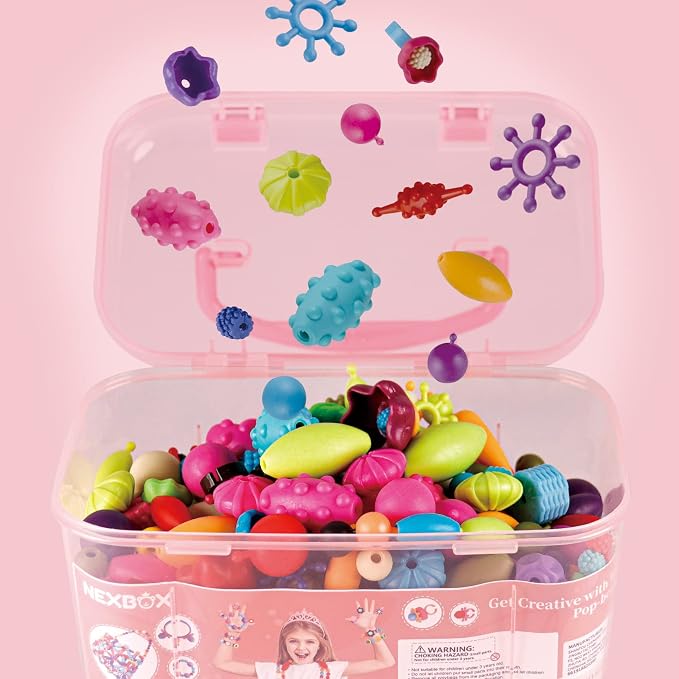 NEXBOX Girls Crafts Jewelry Making Kit for Toddlers - Pop Beads Toys Sets for Little Kids Age 3 4 5 6 Year Old, Ideas Birthday Gifts