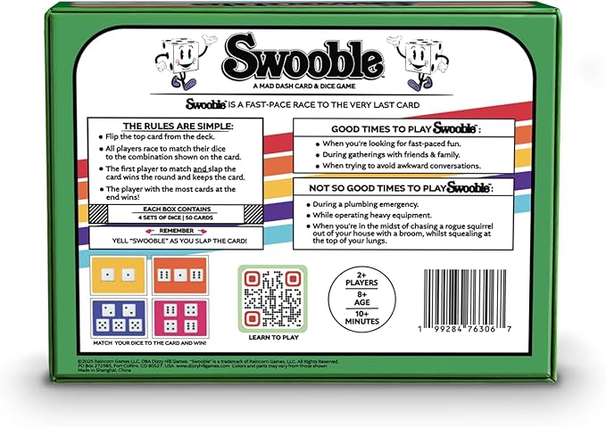 Swooble by Dizzy Hill Games – Fast-Paced Card & Dice Game for Kids, Teens & Adults | Family Party Game Night | Ages 8+, 2+ Players |Simultaneous Play | Quick Fun in 10 Minutes or Less