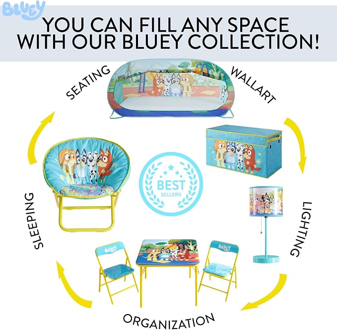 Bluey Set of 2 Collapsible Storage Cubes,10"x10"x10" Fabric Bins for Kids, Spacious Foldable Toy Organizer Boxes for Bedroom, Playroom, or Closet