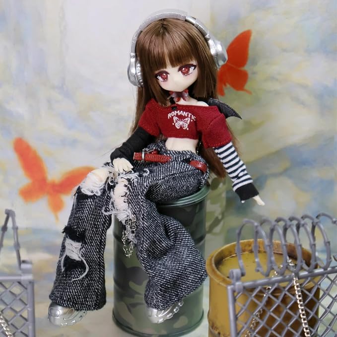 BJD Dolls 1/8 BJD Doll 9" Ball Jointed Doll Dress Up Dolls Collectible Figures Collection Gift Toys for Party Birthday Ages 15 and Up PVC & ABS Costume Included, Butterfly Exclusion Zone