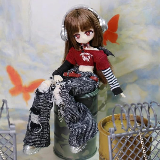 BJD Dolls 1/8 BJD Doll 9" Ball Jointed Doll Dress Up Dolls Collectible Figures Collection Gift Toys for Party Birthday Ages 15 and Up PVC & ABS Costume Included, Butterfly Exclusion Zone