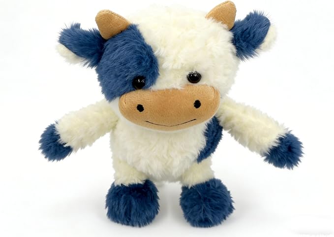 YUKOUQIAN Cow Stuffed Animal Cow Plush Doll Toy 11.8 inch for Girls Boys (Stand Cow Shen blue1)