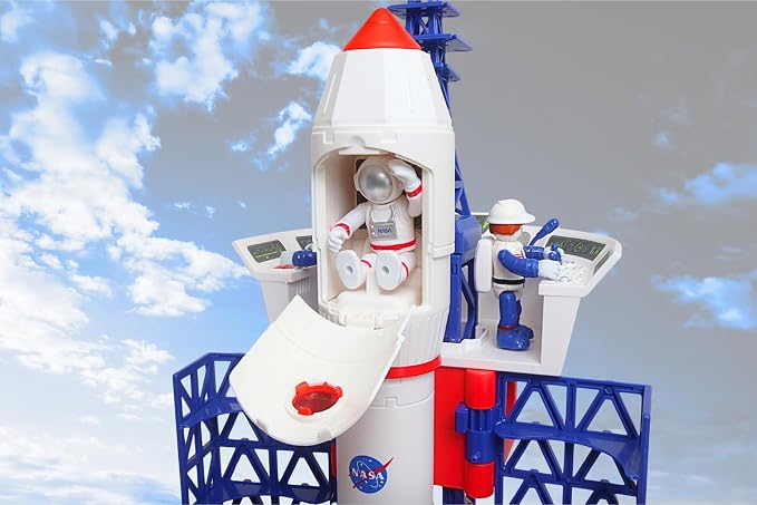 Space Adventure Launch Playset Licensed Space Shuttle, Rocket & Capsule Toy with Lights, Sounds & Steam Effect – 28.5” Tall Space Station Playset with 3 Poseable Figures – Kids Ages 3+