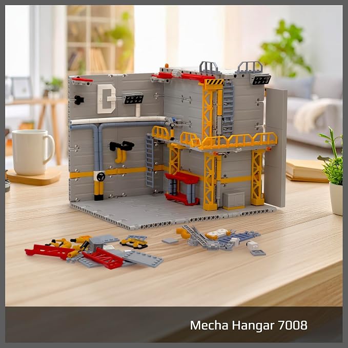 MyBuild Mecha Hangar 7008 – Robot Building Kit, Modular Mecha Base & Multi-Level Display System, Maintenance Bay for Mech Builds, Compatible with 7006 & 7007, Ages 16+