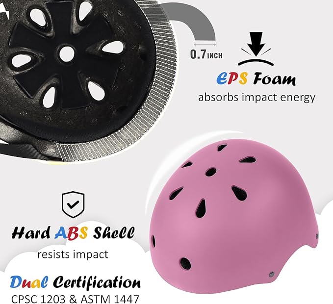 Kids Bike Helmet, Adjustable and Multi-Sport, from Toddler to Youth, 3 Sizes