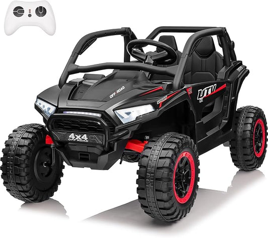 24V Ride on Car, 2 Seater XL 4X4 Off-Road UTV w/RMP2000W Powerful Motors, Remote Control, Bluetooth Music, LED Lights, 24 Volt Ride on Toys for Big Kids, Black