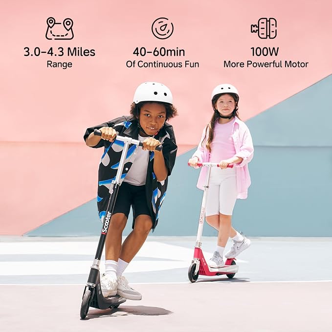 iScooter IK3 Serious Electric Scooter for Kids Aged 6-12, 3/6/10MPH Speed, Dual Brake System, 3 Heights (IK3Pro), Magnetic Charging, Colorful Lights, LED Display, 150W Motor Kids Scooter