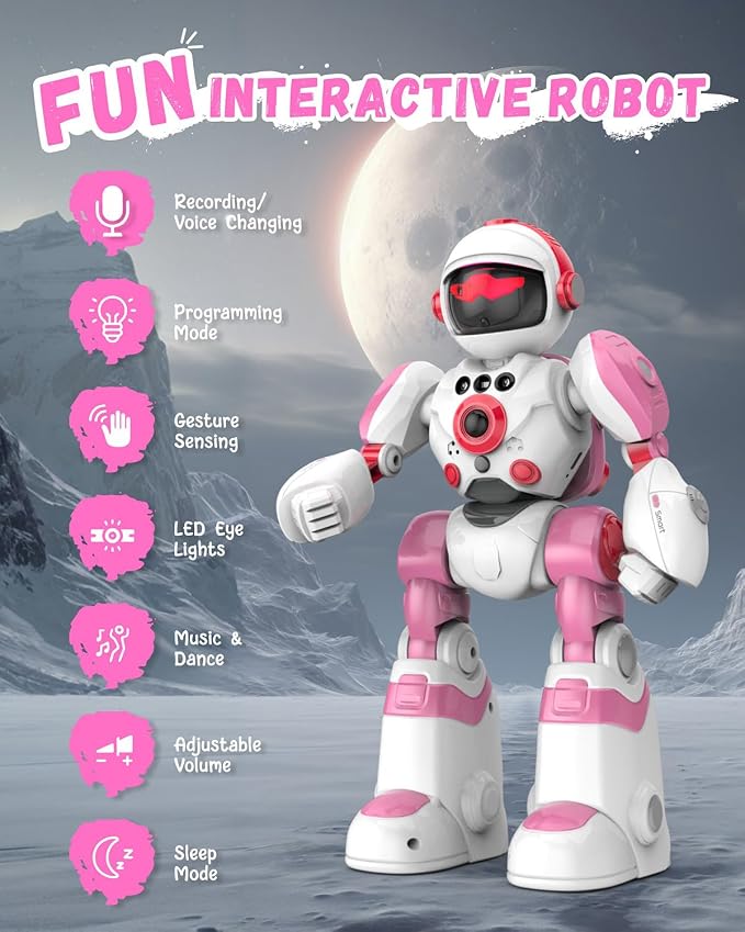 Toys for 3-8 Year Old Boys and Girls, Rechargeable Robot Toys for Kids with Recording Voice, Programming, Gesture Sensing, Singing, Dancing, RC Robot Birthday Gifts for Boys and Girls