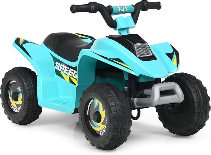 Costzon Kids ATV, 6V Battery Powered Electric Quad, Forward/Reverse Switch, Rear Wheeler Motorized Ride On Mini Vehicle Car for Toddlers Boys Girls, Ride on ATV (Blue)