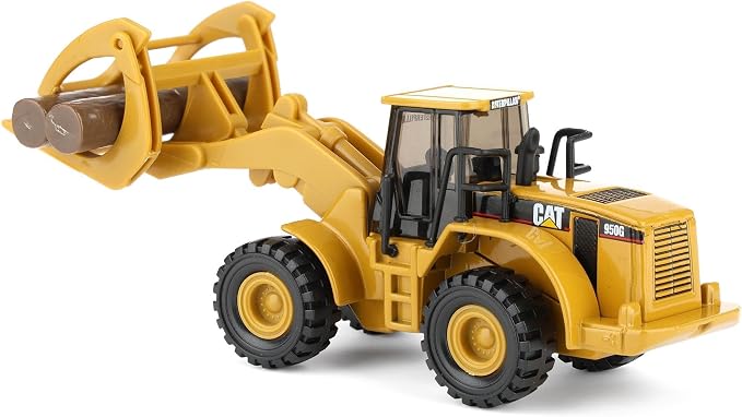 Diecast Masters Caterpillar Toy Replicas - 1:87 Scale Cat 950G Wheel Loader with Log Fork and Wood Log | Model 84661CS