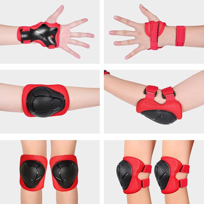 Kids/Youth Knee Pads and Elbow Pads Set with Wrist Guard 3 in 1 Kids Protective Gear Set for 3-14 Years for Skateboarding, Skiing, Cycling, BMX Biking, Running, Scooter