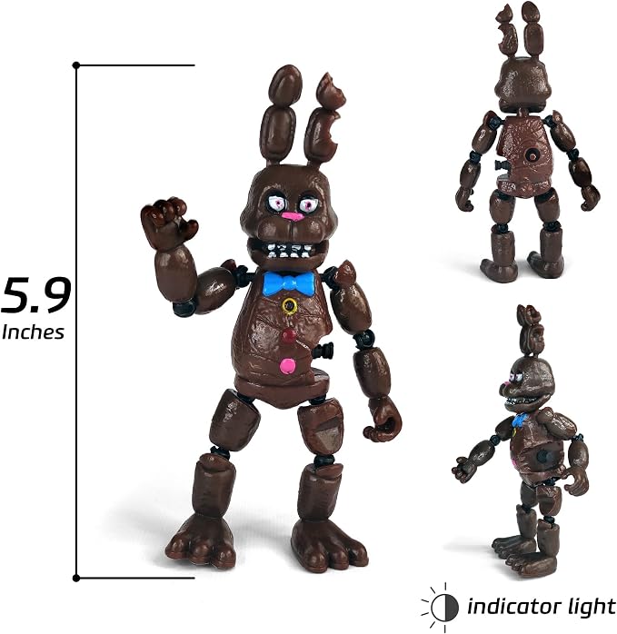 Toysvill Inspired by Five Nights at Freddys | Chocolate Collection | Freddy's Action Figures Toys (FNAF) Set of 6 pcs [Rockstar & Chocolate Freddy, Bonnie, Chica, Easter, Freddy Frostbear]