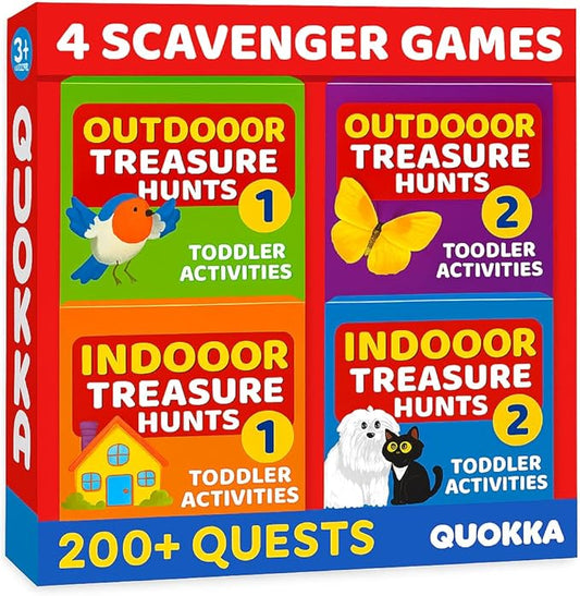QUOKKA Scavenger Hunt Game for Toddlers 3-5 - 200 Toddler Activities Outdoor Indoor Cards Game Set - Fun Educational Play for Preschool Boys and Girls and Early Development