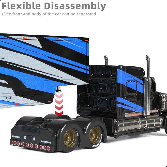 Alloy Metal Diecast Tow Traktor Toy 1:64 Scale International Lonestar Heavy Truck Model Semi Trailer Head Toy Gift Classic Truck Model Collection for Kid Boy Men Adult (Black)