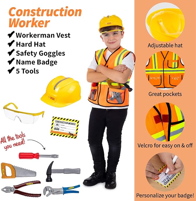 Born Toys 3-in-1 Toddler Dress Up Clothes for Boys & Girls Ages 3-7, Pretend Play Career Outdoor Adventure Set