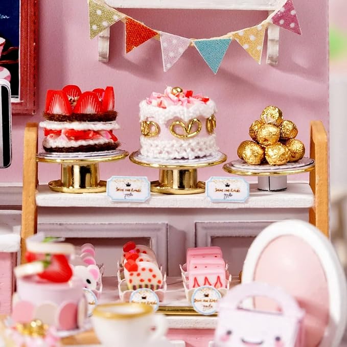 DIY Miniature Dollhouse Kits - Wooden Mini Model House with LED Lights, Tiny Furniture & Accessories – Craft Building Kits for Adults (Sweet Talk) – Birthday Valentine's Gift