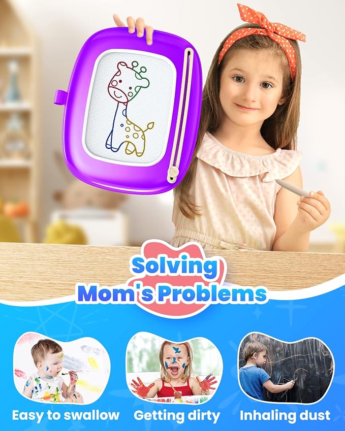 Seimome Doodle Board for Toddler Toys Age 1-3, Magnetic Writing Board, Preschool Learning and Educational Toys for 1 2 3 Years Old Girl Boy Gift for Birthday- Purple