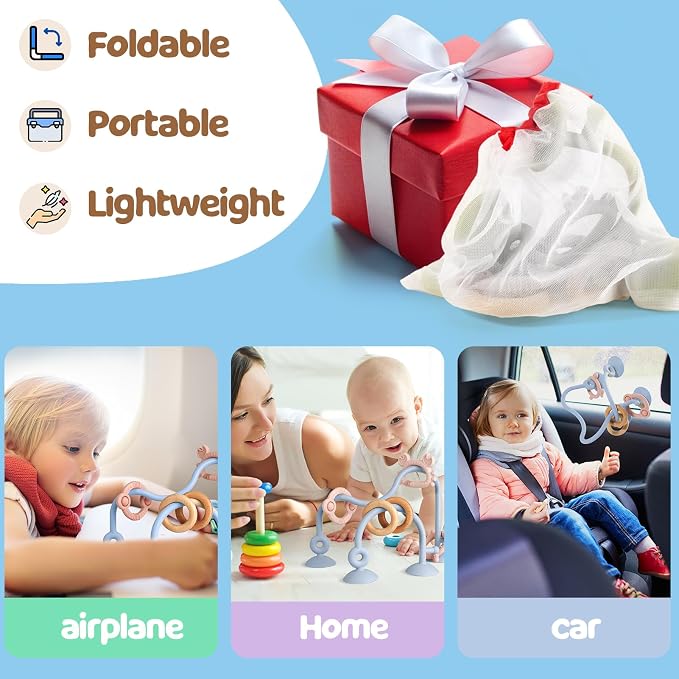Baby Teething Relief Sensory Toys, High Chair Suction Cup Toy | Silicone Teether Tactile Developmental Toys for Babies, Montessori Activity for Airplane Travel, Table, Highchair Tray