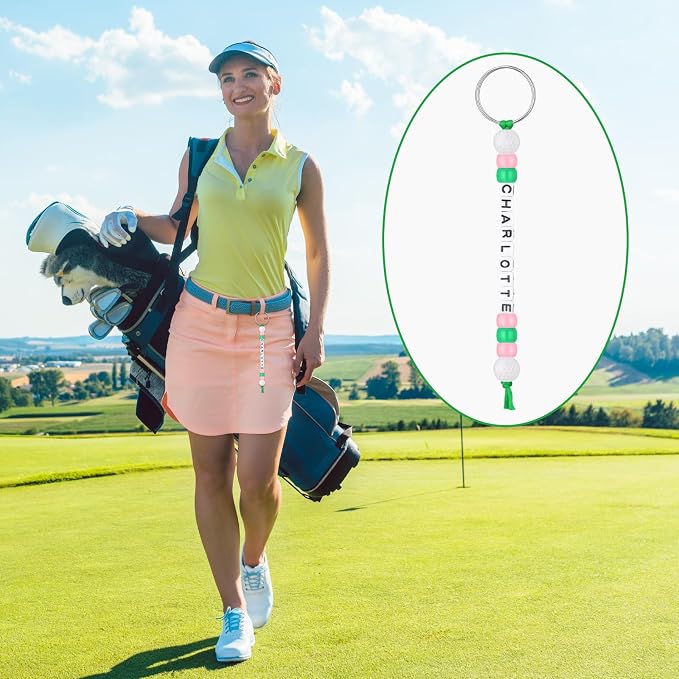 Landical 564 Pcs Golf Keychain Making Kit DIY Golf Bead Keychain Set Craft Adjustable Sport Letter Bead Sport Theme Party Favor Gift Backpack Accessories Holiday Decoration(Pale Color)