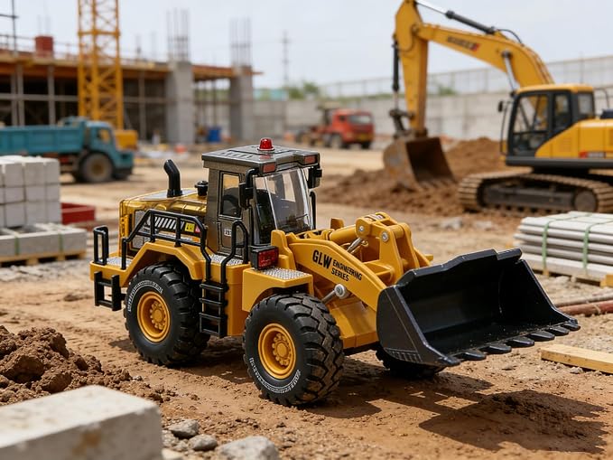 Construction Trucks Toy 1:40 Semi-Alloy Simulation Model Lights & Sounds Educational Engineering Vehicle for Kids Bulldozer
