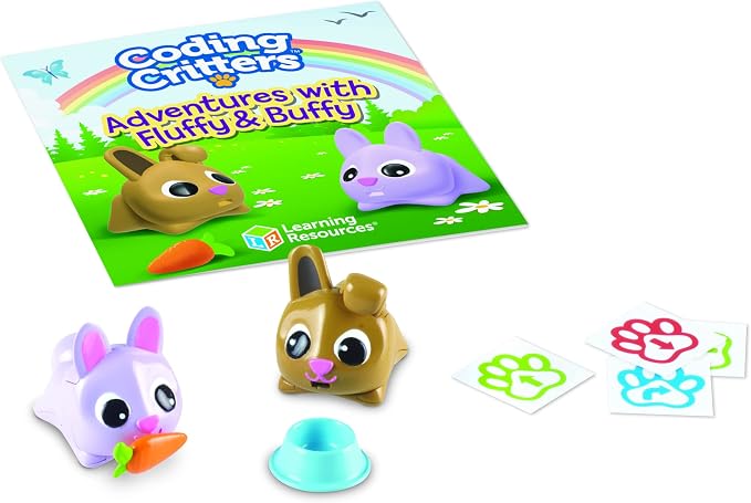 Learning Resources Coding Critters Pair a Pets Bunnies Fluffy & Buffy - Screen-Free Toys For Kids, Interactive STEM, Critical Thinking, 5 Pieces, Ages 4+