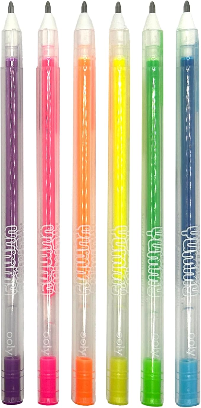 Ooly Yummy Yummy Scented Gel Pens Neon Set of 6 - Fruity Scented Gel Ink Pens for Kids, Vibrant Colors, 1.0mm Nib, Ages 3+
