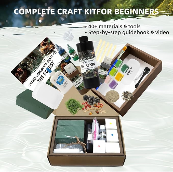 Microland Calming Craft Kits for Adults DIY Zen Forest Landscape Resin Craft Kit Fun Creative Crafting Set for Teens Women Relaxing Adult Activities on Ladies Night Crafty Artist Gift for Mom Birthday