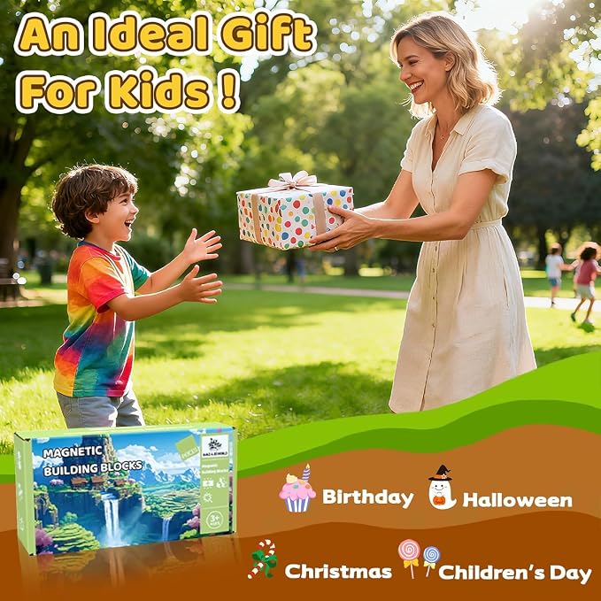 48 PCS Magnetic Blocks - Magnetic Building Blocks for Kids, Magnetic Cubes Sensory Toy for STEM Boys and Girls Christmas Birthday Gifts