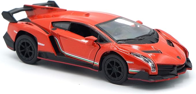 KiNSMART Lamborghini Veneno 1:36 Scale 5 Inch Die Cast Metal Model Toy Super Car (Orange)