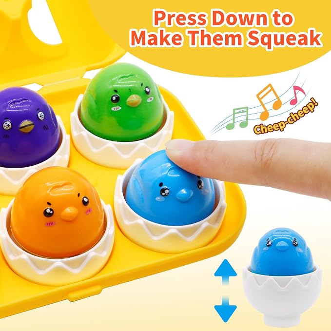 MOONTOY Easter Eggs Toy Toddler Learning Toys for 1 2 3 Year Old Girl Boy Birthday Gift Educational Montessori Matching Egg Shape Sorter Color Baby Toys 12-18 Months Easter Basket Stuffers
