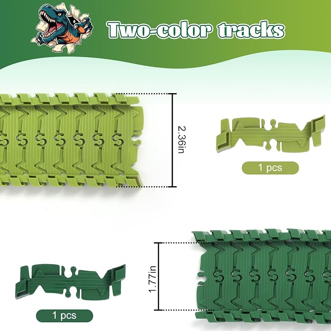FUNBUD 96 Pieces Dinosaur Track Expansion Set for Kids - Birthday Gift for Boys Ages 3-5 5-7, Compatible with Most Dino Tracks, Creative Add-On Toy to Build