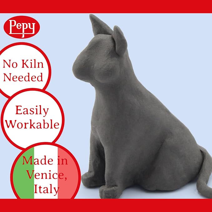 Pepy Premium European Air Dry Modeling Clay Black 1.1 lb Bar, Easy to Use Air-Hardening Clay for Classroom and Montessori Sculpting and Crafts Projects