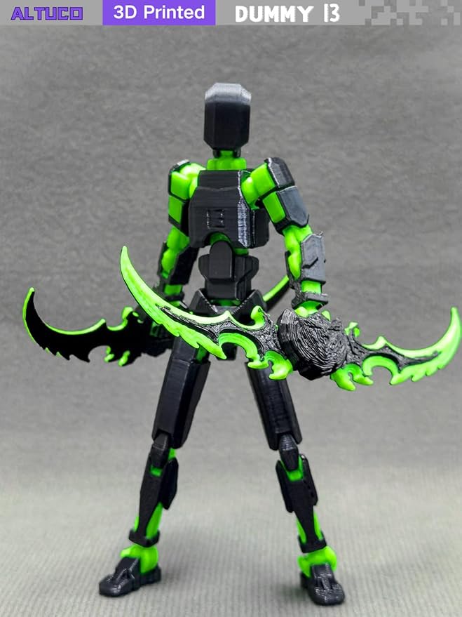 altuco Titan 13 Action Figure Set for Kids,T13 Action Figure with Multiple Accessories,3D Printed Dummy Robot 13 Desktop Decorative Toy for Boys (Black-Green)
