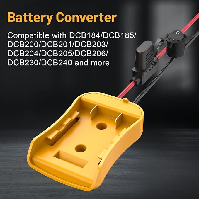 Kzreect 2 Pack for Power Wheel Adapter Compatible with Dewalt 20V Battery, Converter Kit with Fuse Holder, Switch, Terminals, 12AWG Wire for DIY RC Car Toys