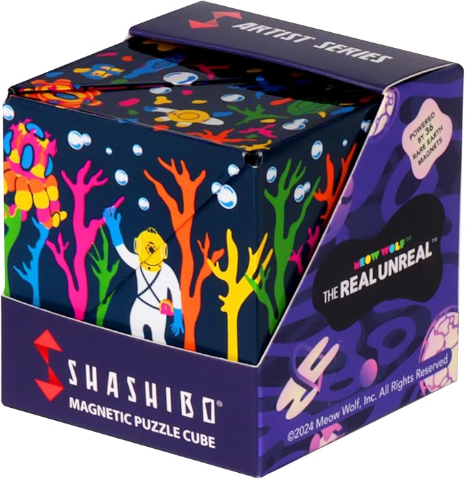 Shashibo Sensory Fidget Toy for Adults & Kids, Stress Relief Fidget Toy for Adults, Teens & Kids, Cool Fidget Toys for Desk, Classroom Must Have, Sensory Shape Shifting Cube, 100+ Possible Shapes