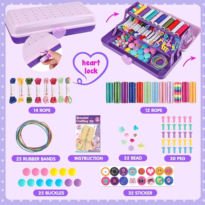 TingingYuli Friendship Bracelet Making Kit for Girls Ages 8-12, DIY String Bracelet Maker with 3-Layer Storage Box, Jewelry Making Kit Arts and Crafts Toy Gift for Kids Ages 6-12