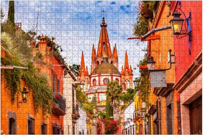 500 Piece Jigsaw Puzzles for Adults - Church in San Miguel de Allende,Mexico -Challenging Wooden Puzzle for Youth Children Home Decor Entertainment Toy Creative Family Games Best Gifts