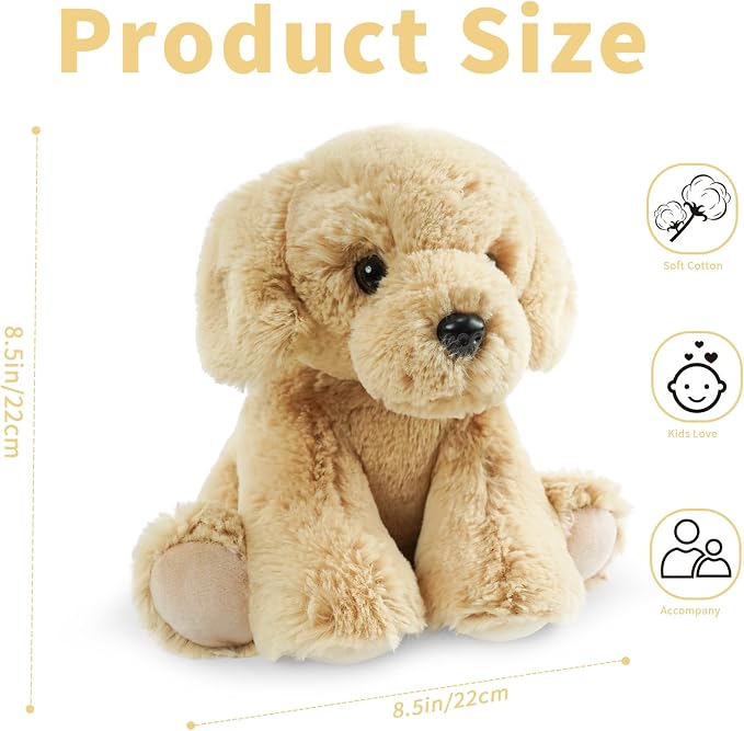 Plush Dog Sitting Toys Stuffed Animal, Realistic Dog Stuffed Animal Toy Characters Stuffed Filled in Limbs 8.5 Inch Soft Huggable Gifts for Kids with Stuffed Animals Birthday Gift for Girls Boys