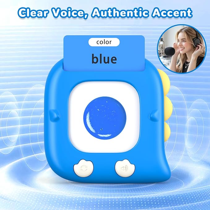 Kidzdo 520 Words Talking Flash Cards, Christmas Birthday Gifts for 2 3 4 5 6 Year Old Boys, Early Education Learning Toys, Autism Sensory Toys for Autistic Kids, Blue