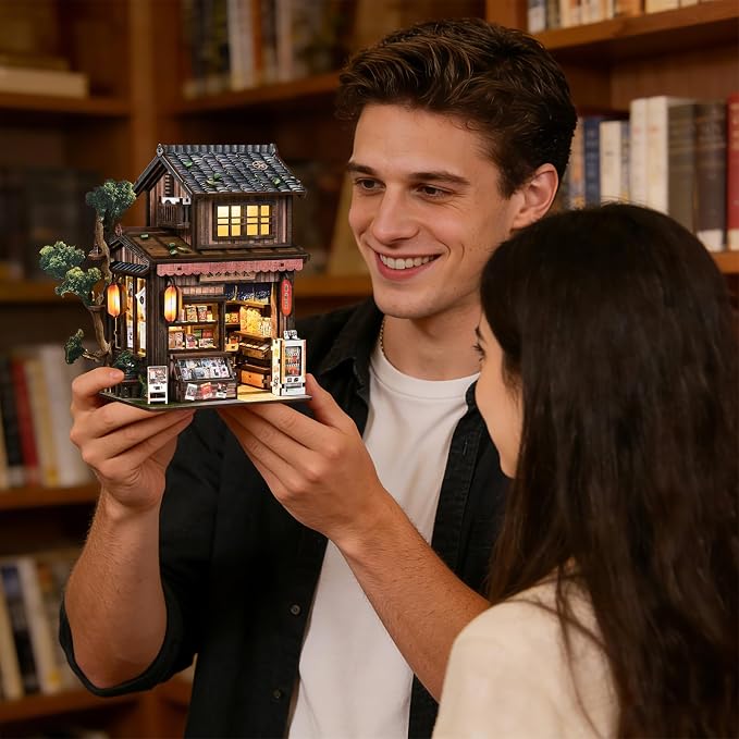 Book Nook DIY kit(Fantasy Country Store) Booknook kit with LED Light, DIY Dollhouse Houses, Craft kit for Adults, 3D Wooden Puzzles, Book Corner