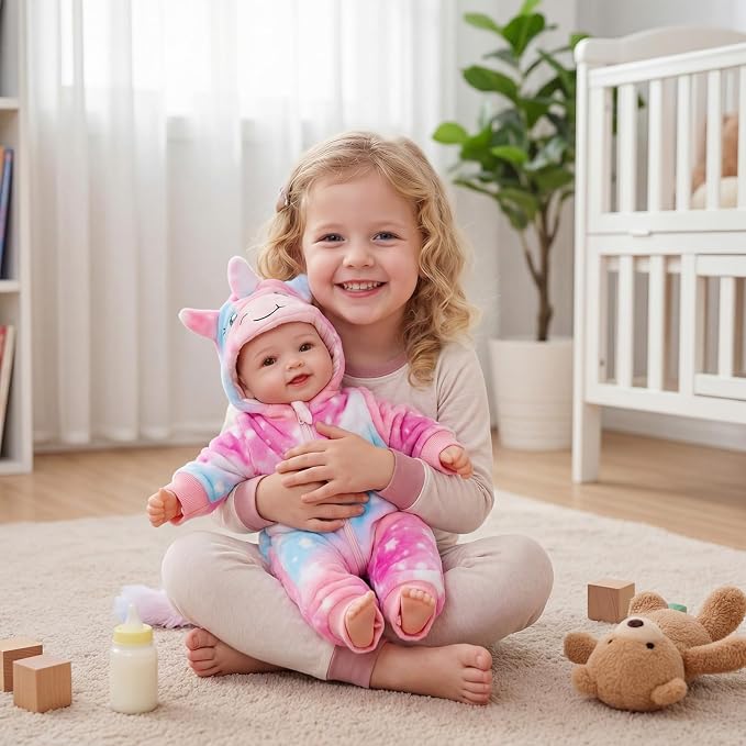 BABESIDE Lightweight Baby Doll Set – 15" Realistic Soft Doll for Girls, Easy to Carry & Hug – Pretend Play & Gift