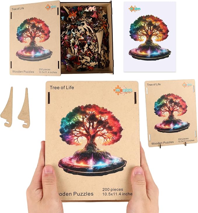 MEATRN Tree of Life 500 Pieces Wooden Puzzles - Plants Wood Jigsaw Puzzle for Adults, Symbol of Growth & Eternity, Collectible Spiritual Gift & Educational Puzzle, 15.3x16.6 in