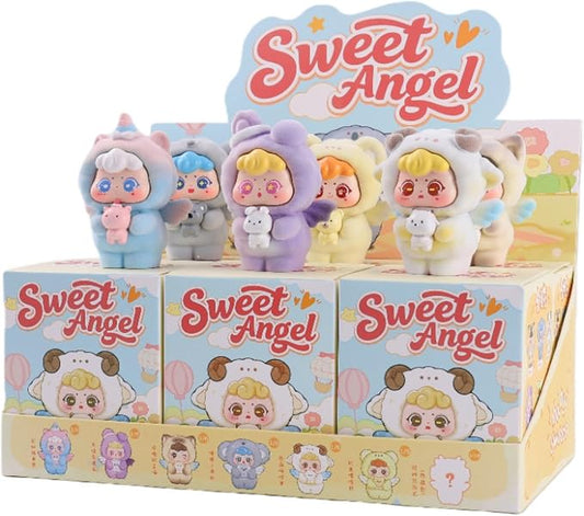 YAMSLAM Sweet Angel Series Mini Fluffy Animal Box Cute Action Figures Collectible Toy Surprise Mystery Box Dolls Home Decor Birthday Gift, Random 1pc of 7 Styles