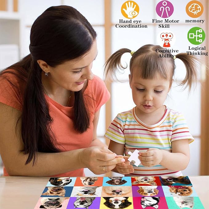 Puzzles for Kids Ages 6-8 Cute Dogs - Multicolor Dogs, 200 Piece Puzzles for Kids Ages 8-10 Year Old Learning Educational Jigsaw Puzzles for Kid Age 6 7 8 9 10 Year Old Toys Dog Gifts