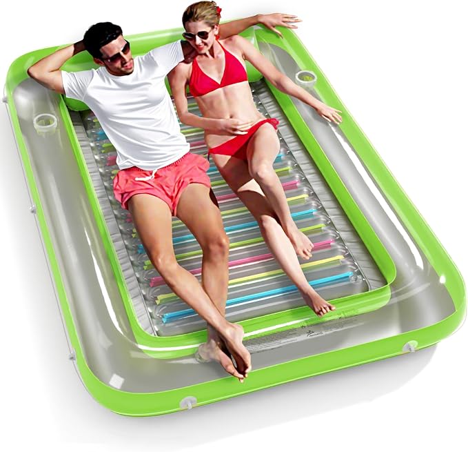 Inflatable Tanning Pool Lounger Float - Jasonwell 4 in 1 Sun Tan Tub Sunbathing Pool Lounge Raft Floatie Toys Water Filled Tanning Bed Mat Pad for Adult Blow Up Kiddie Pool Kids Ball Pit