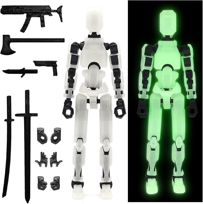 FoxVilla Assembly Completed T13 Action Figure, Titan 13 3D Printed Action Figure, Lucky 13 Assembled Dummy 13 Glow in The Dark