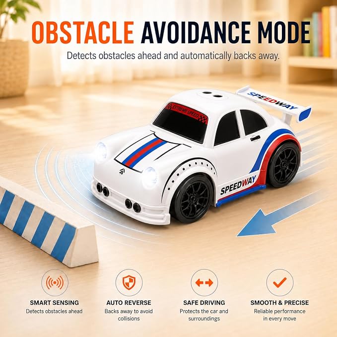 BYTEWAR 3-in-1 Smart RC Car, Smart-Follow RC Drift Car with One-Key Auto Showcase Simulated Sounds and Headlights,USB-C Rechargeable, Kids Toys for Age 3+